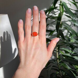 Red 925 silver gold plated gemstone stacking ring